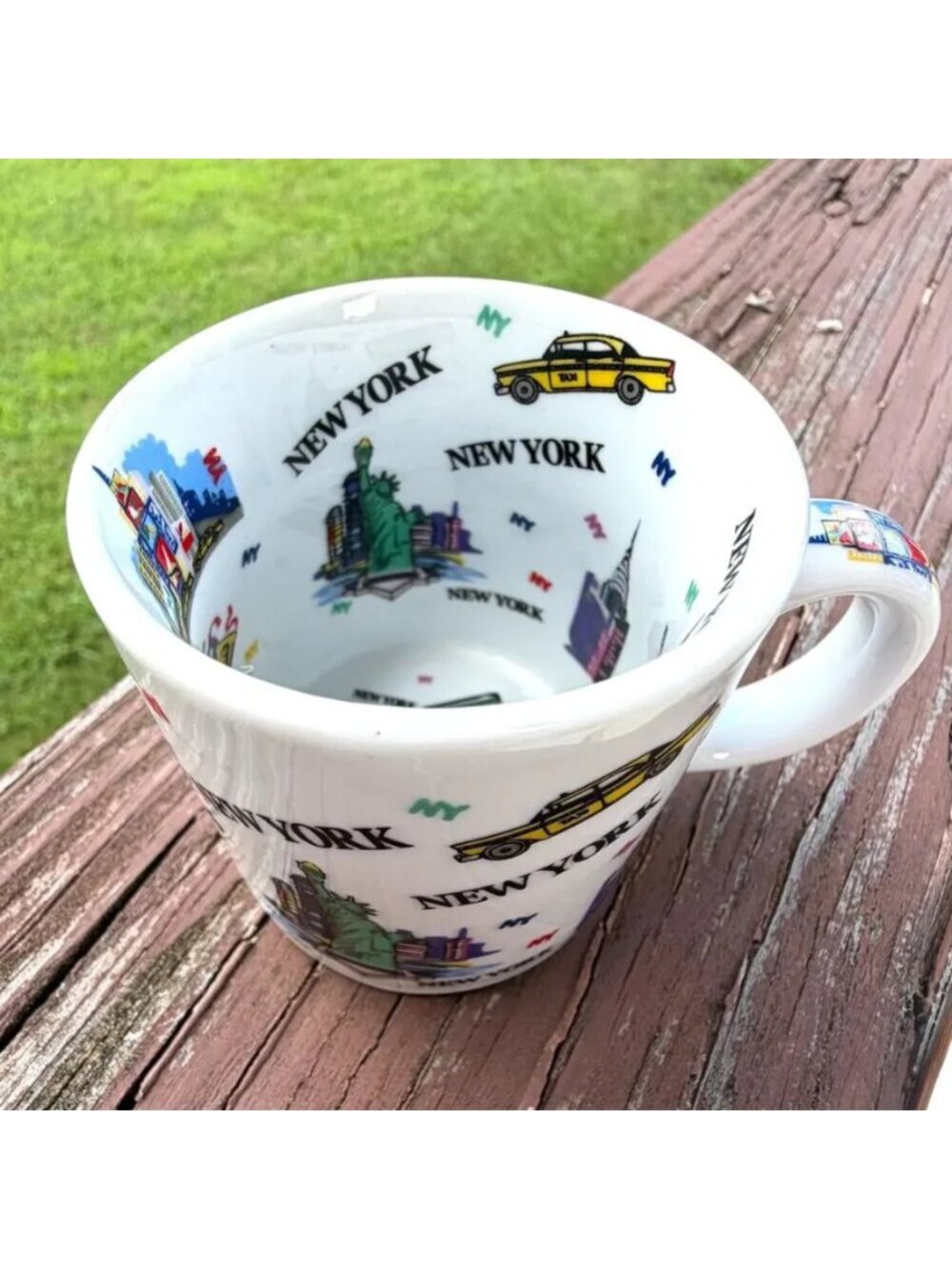 RARE Pre 9/11 Vintage Mini NYC New York City Mug w/ Colorful Images on All Sides